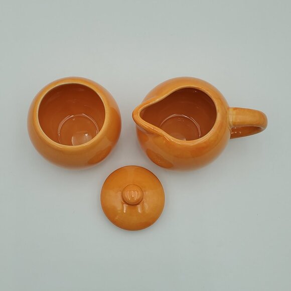 Tabletops Unlimited Playa Orange Creamer & Sugar Set Sugar Bowl and Creamer - Picture 2 of 8